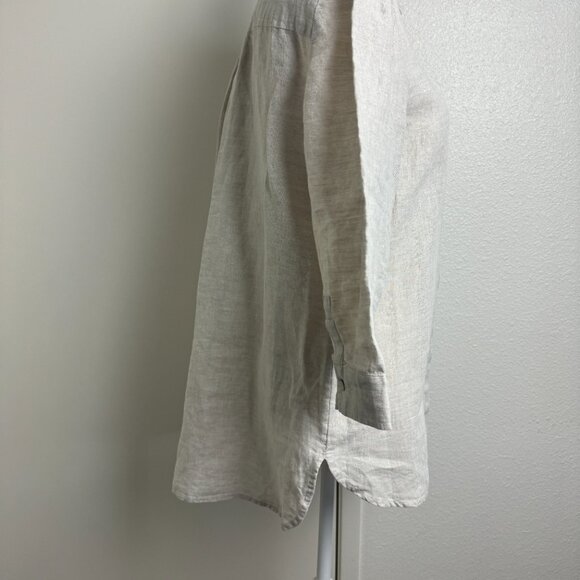 Chico's 100% Linen V Neck Button Tunic Top Blouse Size 1 Like NEW - Picture 8 of 12